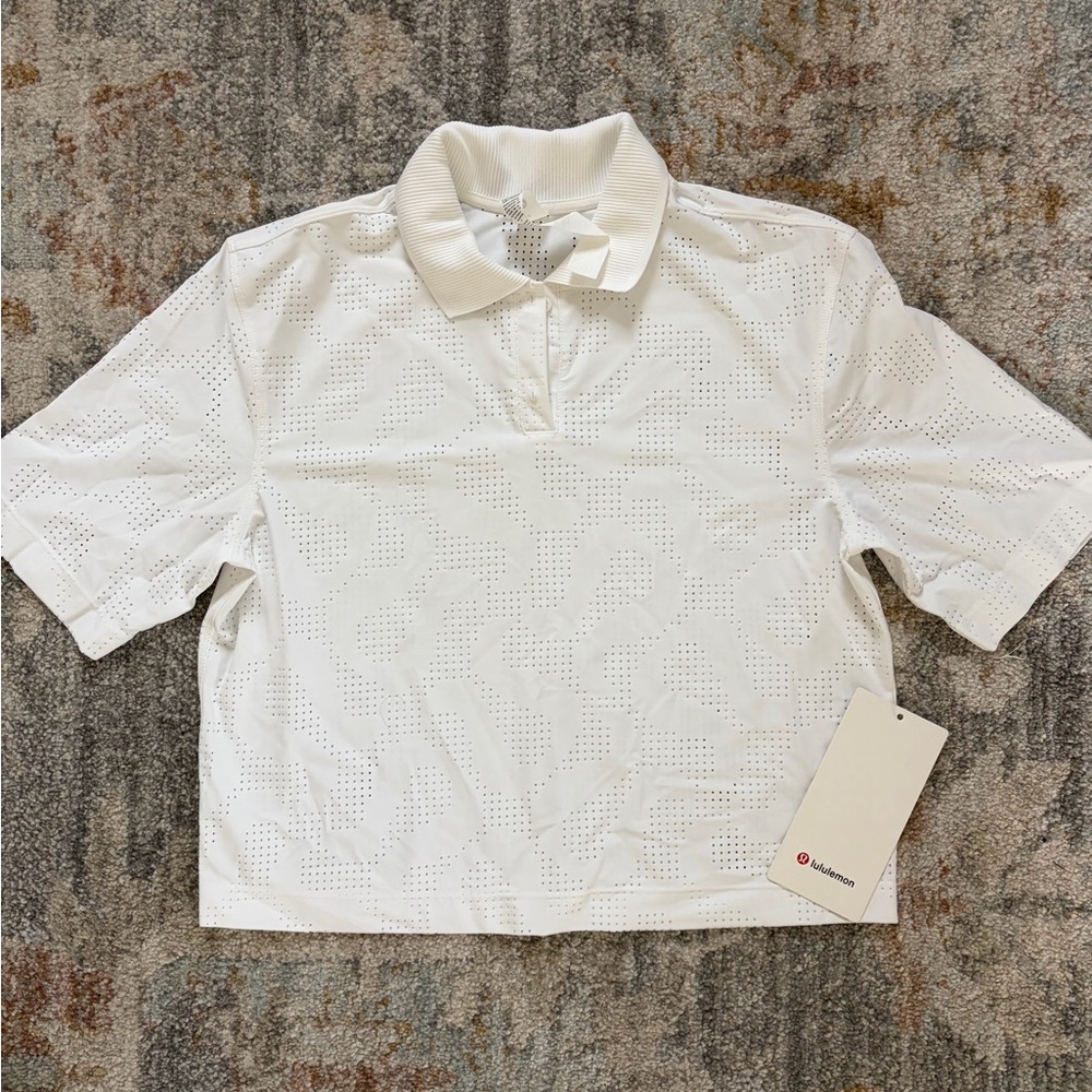 lululemon athletica White Perforated Short Sleeve Polo